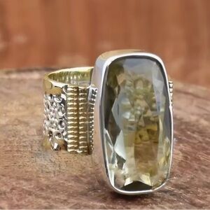 Bohemian Two-Tone Ring -Light Green Stone